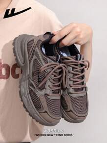 1 Pair WARRIOR Women's Thick Sole Increased Height Skate Shoes, Low-Top Flat Lace-Up Outdoor Casual Shoes For Autumn, Modern Design Women Platform Sneakers, Classic Style With Retro Details, Comfortable And Stylish, Patchwork Fabric Design Suitable For Students - Green - View 8