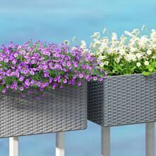 Outsunny Railing Planter Box (2 Pack, 20 Inch), Self-Watering Hanging Flower Pots For Fence, Garden, Rattan Look - Grey - View 9