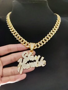 1pc Fashionable "Stay Humble" Letter Shaped Pendant Necklace, Unisex Hip Hop Vintage Necklace, Suitable For Party Or Daily Wear, 2 Chain Styles Available - Silver - View 8