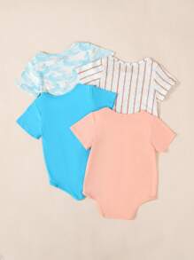 Balabala 4 Packs Baby Bodysuits Unisex Baby Boys Girls Summer Short Sleeve Bodysuit