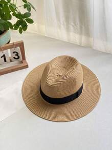 1 Fashionable Women's Wide Brimmed Bow Sun Hat, Foldable Beach Hat, Suitable For Outdoor Travel And Beach Play, Lightweight And Breathable - Khaki - View 5