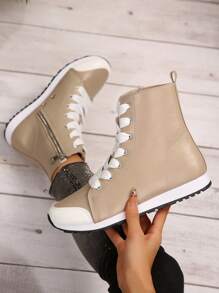 Women's Autumn/Winter New Knight Boots, Fashion Simple Lightweight Casual Back Zipper Thin High Heel Ankle Boots, Solid Color Outdoor Short Boots