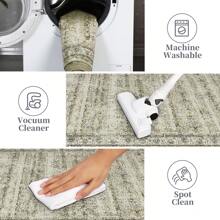 ANPHON Machine Washable Faux Wool Vintage  Printed Area Rug Non Slip Stain Resistant Foldable Easy To Clean And Wash Thin Floor Covering Non Shedding Low Pile Soft Mat With Elegant Bordered Design For Enhancing Home Aesthetic Decor In Living Room Dining Room Laundry Room Bathroom Entrance And Bedroom - 淺駝色 - 查看 7
