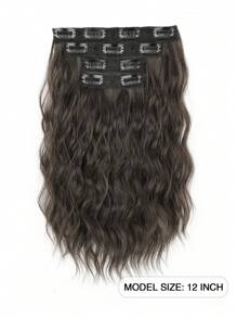 nimoki 4 piezas Extensiones de cabello con clip de 12 pulgadas, extensiones de cabello ondulado con ondas de agua, extensiones de cabello sintético con clip para uso diario de mujeres (marrón oscuro) - Dark Brown - Ver 9