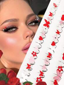 aHoneya 60片D型卷翘粉色爱心假睫毛，银色爱心，白色爱心，蝴蝶款，10-15毫米，适合约会佩戴 - D - 查看 4