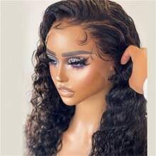 26 Inch 180Density Soft Black Kinky Curly 13*4*1 Lace Front Wigs For Women With Babyhair Synthetic Heat Temperature Daily Cosplay Glueless Wig - Natural Black - Xem 3