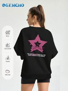 GEMCHO Sudadera para pareja, sudadera casual, camisa deportiva al aire libre, parte superior con estampado de amor del Día de San Valentín para pareja, primavera y verano - Negro - Ver 1