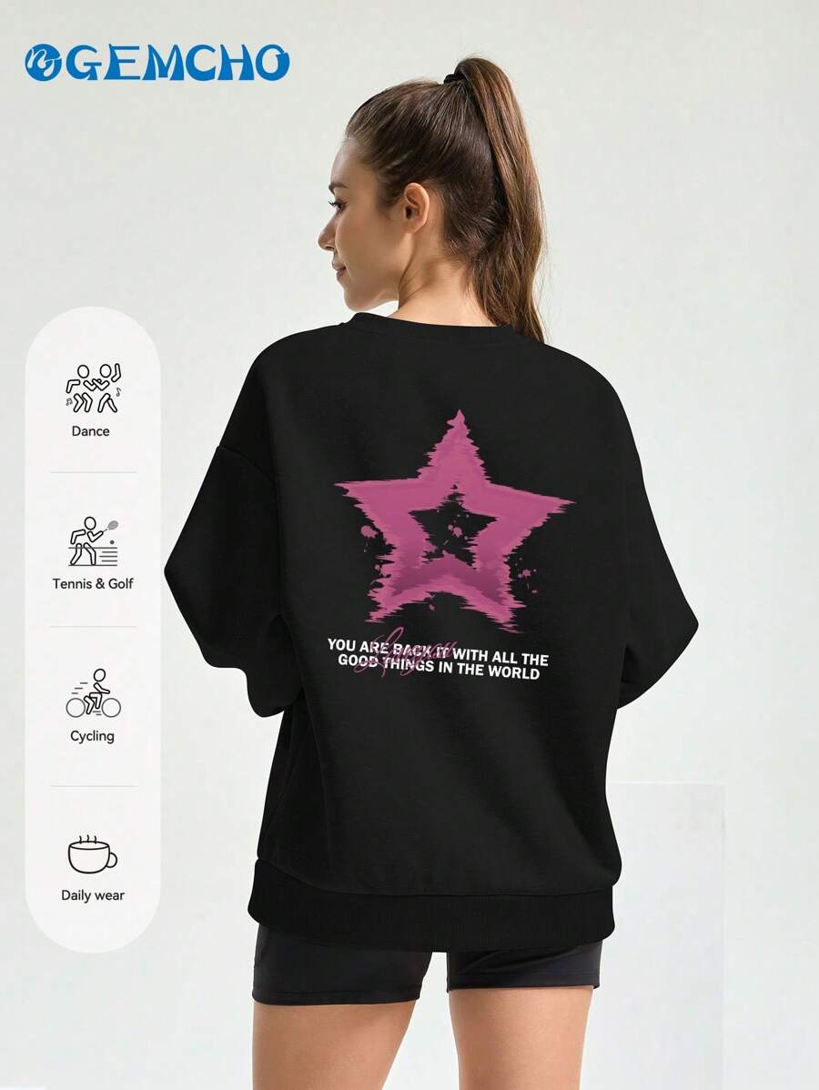 GEMCHO Sudadera para pareja, sudadera casual, camisa deportiva al aire libre, parte superior con estampado de amor del Día de San Valentín para pareja, primavera y verano - Negro - Ver 1