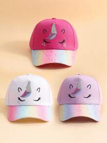 1 件儿童独角兽棒球帽，时尚渐变亮片设计帽子适合 4-6 岁女孩，户外休闲穿着 - 彩色 - 查看 2