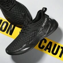 Zapatos de running para hombre con malla transpirable y suelas cómodas y amortiguadoras de MD - Negro - Ver 3