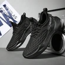 Zapatos de running para hombre con malla transpirable y suelas cómodas y amortiguadoras de MD - Negro - Ver 4