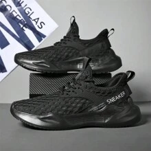 Zapatos de running para hombre con malla transpirable y suelas cómodas y amortiguadoras de MD - Negro - Ver 5