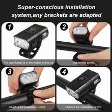 NetHong USB Rechargeable LED Bicycle Headlight Bike Front Rear Light Cycling Lamp UK - Black - View 7