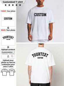 Customized Fashion Men's T-Shirt, Add Text, Front And Back, Gifts, Anniversaries, Parties - White - View 1