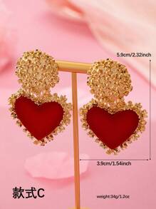 一对情人节心形耳环，时尚复古优雅，白天佩戴和特殊晚宴场合佩戴简约时尚的复古心形耳环，妈妈，母亲，母亲节，礼物