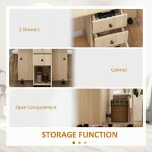 HOMCOM Folding Dining Table For 4-6, Rolling Drop Leaf Table With Storage Drawers, Cabinet And Open Shelf, Extendable Kitchen Table On Wheels - 黃色 - 查看 6