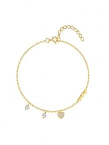1Pc Heart & Clover 925 Sterling Silver Stackable Hand Chain Bracelet For Women | Romantic Dainty Adjustable Chain For Valentine's Day, Anniversary, Wedding | Fine Jewelry Gift Box