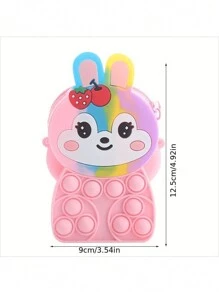 Bolsa mensageiro de silicone com animais fofos, porta-moedas, mini bolsa de aperto com liberação de pressão dos dedos - à prova d'água, bolsa de armazenamento
