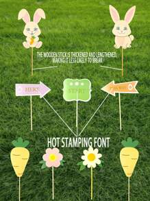 [10 pezzi] Cartelli da giardino per Pasqua, con lettere in foil, carote, conigli e cartelli direzionali, adatto per decorazione di giardino, festa o prato, utilizzabile anche per decorare strade per feste