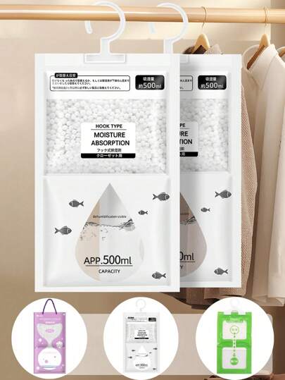 1/2/4/8/12 pezzi Sacchetto deumidificatore appeso, particelle di cloruro di calcio bloccano l'acqua, verde e a risparmio energetico, fresco e la deumidificazione è visibile