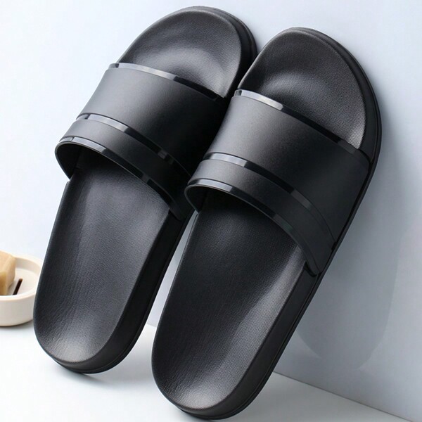Men's Slip-On House Slippers, Bathroom And Outdoor Casual Strap Slippers