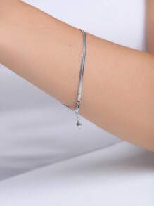 New Quality 18k Titanium Steel Snake Bone Bracelet Ins Cold Wind Simple Forest Style Does Not Fade - Bạc - Xem 2