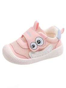 春秋新款可爱时尚网眼透气软底防滑婴儿运动鞋，适合 1-4 岁女童室内外休闲幼儿步行鞋，带钩环设计