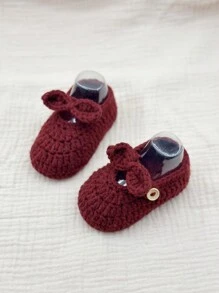 1 Pair Crochet Bowknot Handmade Infant Shoes, Crawler Indoor Floor Socks