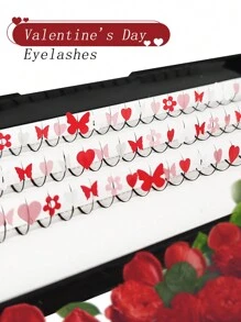 aHoneya 60片D型卷翘粉色爱心假睫毛，银色爱心，白色爱心，蝴蝶款，10-15毫米，适合约会佩戴 - D - 查看 3
