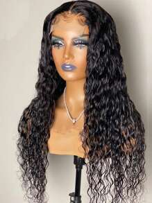 Soft 26 Inch 180Density Long Black Kinky Curly 13*4*1 Lace Front Wigs For Women With Babyhair Synthetic Heat Temperature Daily Cosplay Glueless Wig - Natural Black - 查看 2