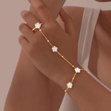 1 pièce Bracelet de doigt rétro design trèfle, classique et polyvalent, idéal pour les voyages, idéal pour les festivals, bracelet thérapeutique en cristal pour un traitement énergétique spirituel.