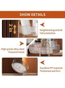 1 件 360 度旋转化妆品收纳盒，适用于梳妆台，大容量护肤品透明化妆品收纳香水收纳盒化妆品梳妆台收纳盒台面，化妆品收纳盒，360 度旋转可调节化妆品收纳展示，适用于假日海滩、浴室收藏、卧室收藏，大容量