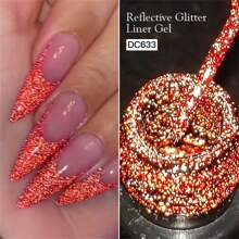 Mtssii 6PCS 5ML Champagne Gold Reflective Glitter Liner Gel Set Nail Polish Pink Silver Color Bright Sparkling French Semi Permanent Nail Painting UV Gel - 彩色 - 查看 6