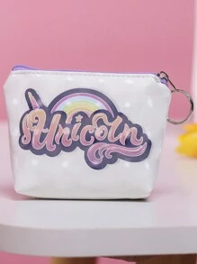 1 件独角兽卡通 PU 皮革化妆包、便捷储物袋、多功能防水旅行洗漱包