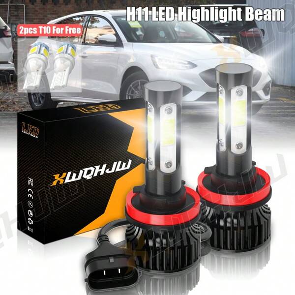 XWQHJW 2* Super Bright 6000K 10000LM IP67 Waterproof Cool White LED Headlight 9005 9004 H7 H11 Hi/Low Beam Kit  Easy To Install And Plug And Play, Halogen Lamp Substitute, Equipped With Two T10 Small Lights,Fit For MITSUBISHI Outlander Sport 2011 2012 2013 2014 2015 2016 2017 2018 2019 Model