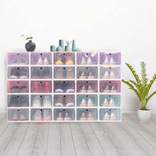 20Pcs Plastic Shoe Boxes Stackable Large Shoe Storage Boxes With Lids