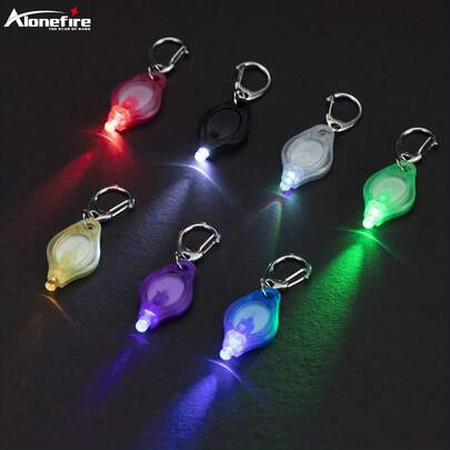 Alonefire Linterna LED Alonefire F6 Mini de llavero, de 12 lúmenes, multicolor con arcoíris, blanco, rojo, amarillo, verde, azul, púrpura, luz portátil y policromática con mosquetón, para accesorios de acampada, senderismo y iluminación de emergencia para escaleras y llavero.