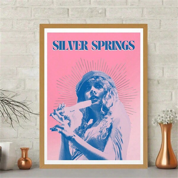 1 peça sem moldura Silver Springs música lona pôster rosa roxo e azul pôster arte de parede, quarto, escritório em casa, sala de jantar - arte de parede com tema musical