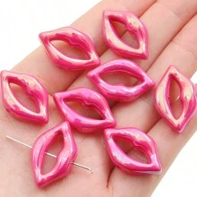 beadia 10/30pcs 25x15mm Acrylic Plated Colored (White, Rose Red, Pink, Purple, Black)Lip Shaped Beads For DIY Accessories On Necklaces And Bracelets By Handmade DIY