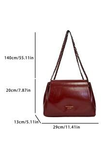 Elegant Solid Color Chain Bag, Women's 2024 New Textured Flap Large Capacity Commuter Shoulder Crossbody Bag - Burgundy - View 11