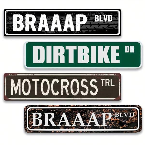 1 Stück DIRTBIKE Straßenschild, Motocross Racer Rennschilder, BMX, Braaap Straßenmotorrad Rennen Metallschild, Rennsportler Fahrer Trials Geländemotorrad Enduro Rallye Mechaniker Plakette für Werkstattraum, Metallschilder Wandkunst Poster