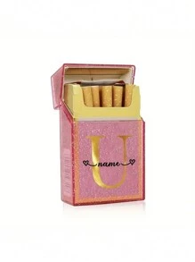 Customized Name Shiny Pink Crystal Cigarette Case, Waterproof, Holds 20 Cigarettes, Gold Lettering, Fits In Pocket Or Handbag, Perfect Gift For Him/Her - Multicolor - View 9