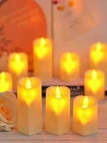 1 pièce Bougie électronique en forme de cœur, bougie électronique sans flamme réaliste alimentée par pile