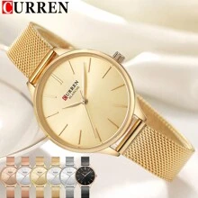 Relógio CURREN para Mulheres, Marca Top de Luxo, Moda Clássica, Relógio de Pulso para Moças, Pulseira de Malha de Aço Inoxidável, Simples, Original, À Prova D'água, Elegante, Presente Feminino 9024
