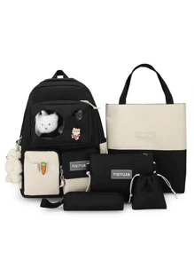 YASUHISA Campus Backpack Supplies Schoolbag Double Shoulder Bag - 彩色 - 查看 1