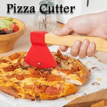 1/2 szt. Zestaw krajalnic do pizzy ze stali nierdzewnej w kształcie topora z uchwytem i ostrym obrotowym ostrzem okrągłym, nadaje się do wałków do krojenia pizzy do ciast, ciasteczek, chleba, ciast itp., do kuchni, jadalni, domowych wypieków małych przedmiotów