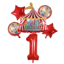 Circus Theme Foil Red Number Circus Stage Balloons Decoration, Birthday Party, Anniversary, Festival Supplies, Scene Layout