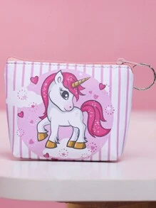 1 件独角兽卡通 PU 皮革化妆包、便捷储物袋、多功能防水旅行洗漱包