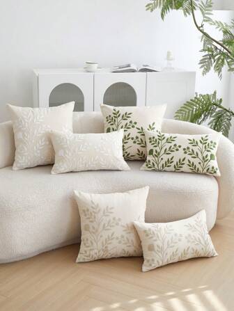 1pc Floral Embroidered Throw Pillow Cover, Decorative Cushion Cover For Home, Living Room, Bedroom, Party, Spring/Summer