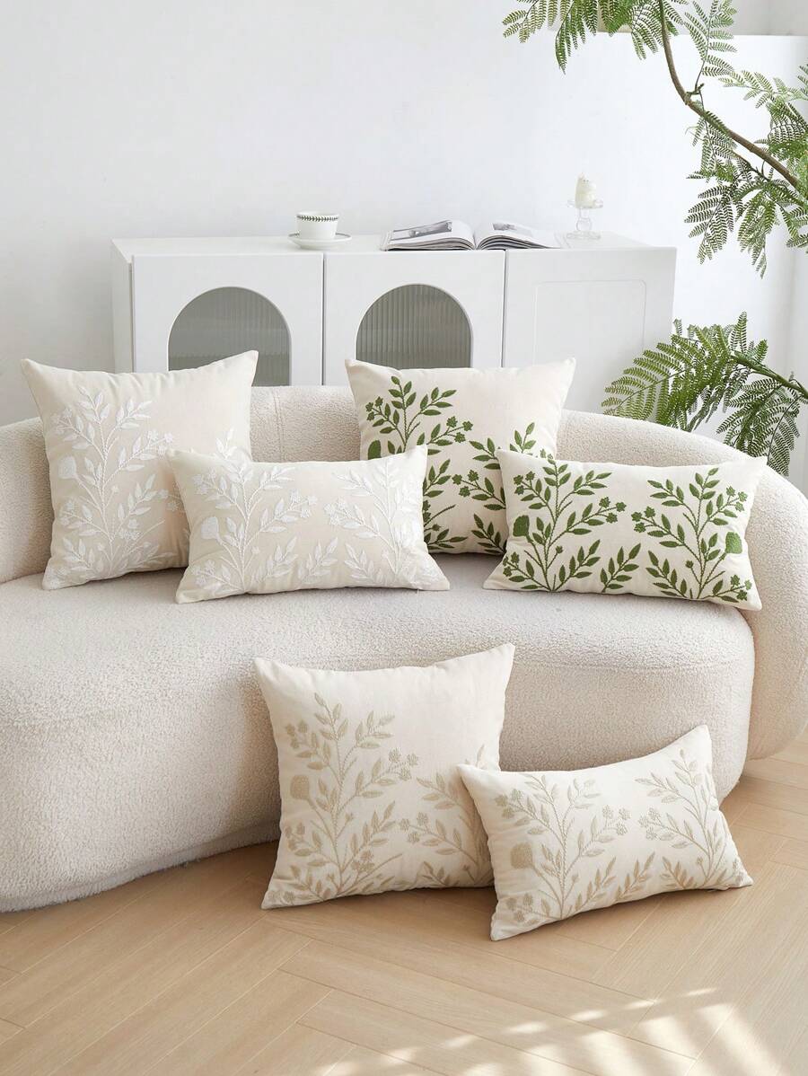 LCUHPCL 1 pièce Taie d'oreiller décorative avec broderie florale, housse de coussin pour la maison, le salon, la chambre à coucher, les fêtes, printemps/été